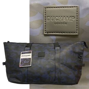 Duchamp Navy Camo Rubberized Duffle Bag W/ USB Port & Laptop Space NWT